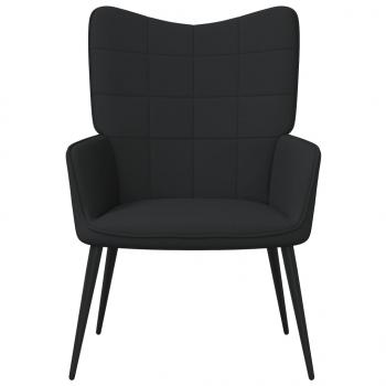 Relaxsessel mit Hocker Schwarz Stoff