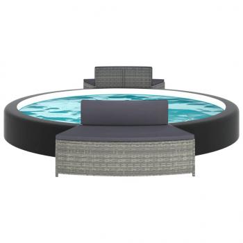 Whirlpool-Bänke mit Auflagen 2 Stk. Grau Poly Rattan