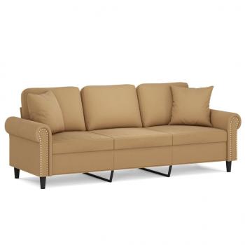 3-Sitzer-Sofa mit Zierkissen Braun 180 cm Samt