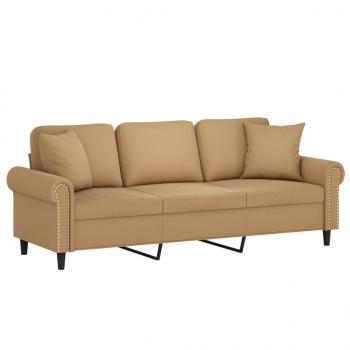 3-Sitzer-Sofa mit Zierkissen Braun 180 cm Samt