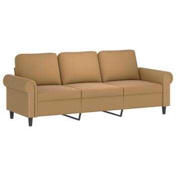 3-Sitzer-Sofa mit Zierkissen Braun 180 cm Samt