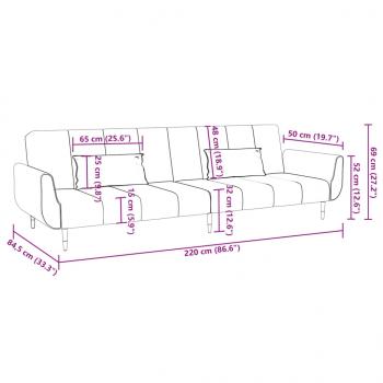 Schlafsofa 2-Sitzer mit 2 Kissen Braun Samt