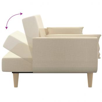 Schlafsofa 2-Sitzer mit 2 Kissen Creme Stoff