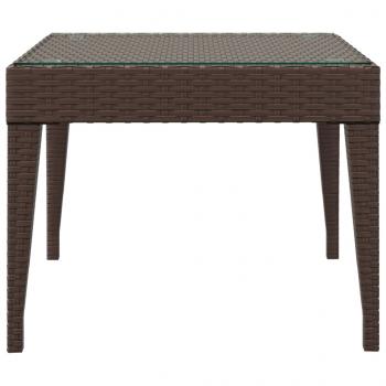 Beistelltisch Braun 50x50x38 cm Poly Rattan und Hartglas