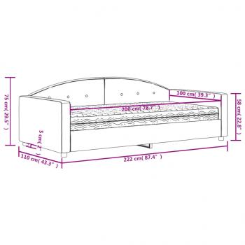 Tagesbett mit Matratze Schwarz 100x200 cm Samt