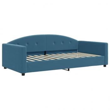 Tagesbett Ausziehbar mit Matratzen Blau 100x200 cm Samt