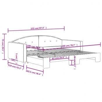 Tagesbett Ausziehbar Schwarz 100x200 cm Samt