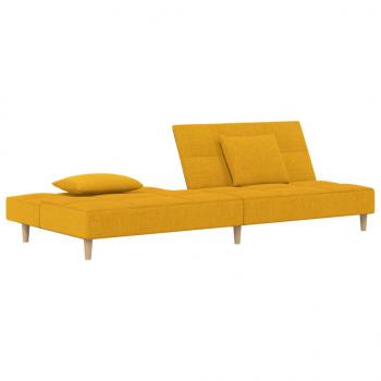 Schlafsofa 2-Sitzer mit 2 Kissen Gelb Stoff