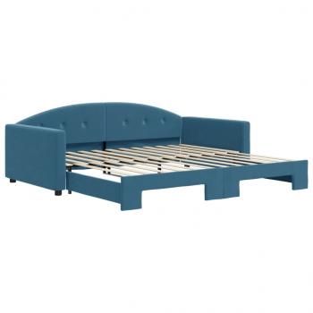 Tagesbett Ausziehbar Blau 100x200 cm Samt