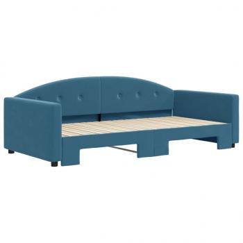 Tagesbett Ausziehbar Blau 100x200 cm Samt