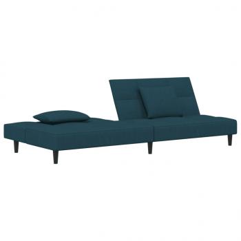 Schlafsofa 2-Sitzer mit 2 Kissen Blau Samt