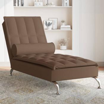 ARDEBO.de - Massage-Chaiselongue mit Nackenrolle Braun Stoff