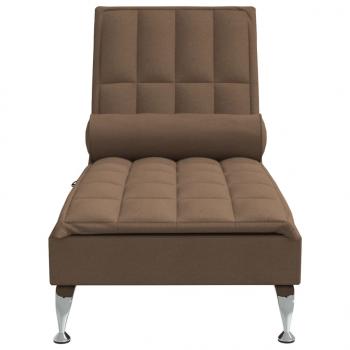 Massage-Chaiselongue mit Nackenrolle Braun Stoff