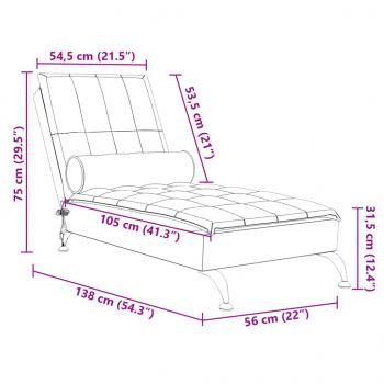 Massage-Chaiselongue mit Nackenrolle Braun Stoff