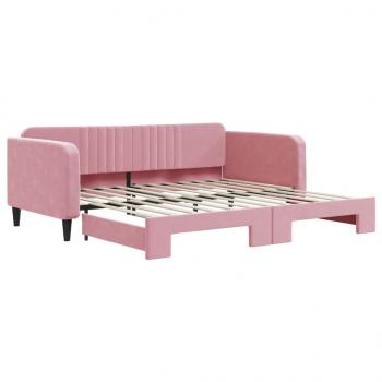 Tagesbett Ausziehbar Rosa 100x200 cm Samt