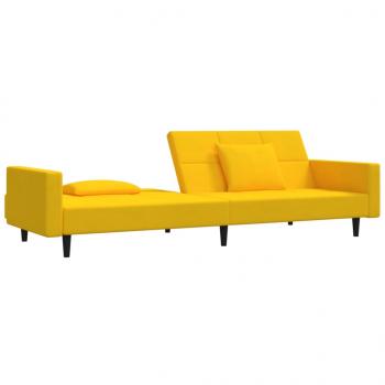 Schlafsofa 2-Sitzer mit 2 Kissen Gelb Samt