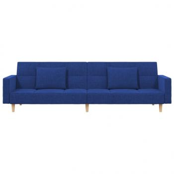 Schlafsofa 2-Sitzer mit 2 Kissen Blau Stoff