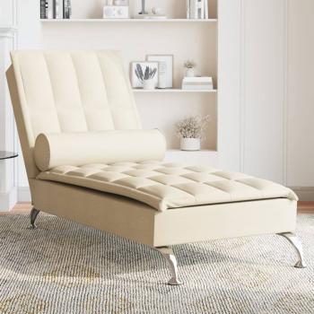 ARDEBO.de - Massage-Chaiselongue mit Nackenrolle Creme Stoff