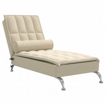 Massage-Chaiselongue mit Nackenrolle Creme Stoff