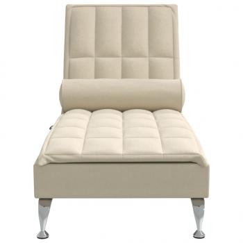 Massage-Chaiselongue mit Nackenrolle Creme Stoff