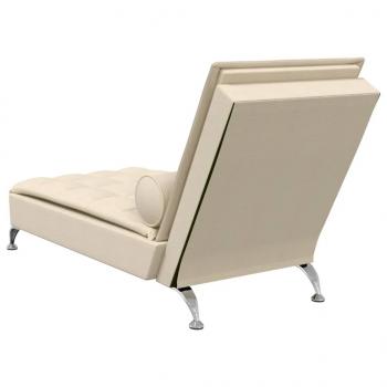 Massage-Chaiselongue mit Nackenrolle Creme Stoff