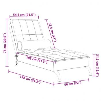 Massage-Chaiselongue mit Nackenrolle Creme Stoff