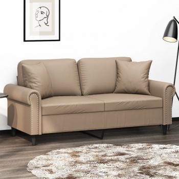 ARDEBO.de - 2-Sitzer-Sofa mit Zierkissen Cappuccino-Braun 140 cm Kunstleder