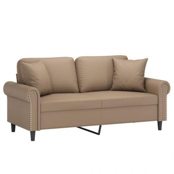 2-Sitzer-Sofa mit Zierkissen Cappuccino-Braun 140 cm Kunstleder