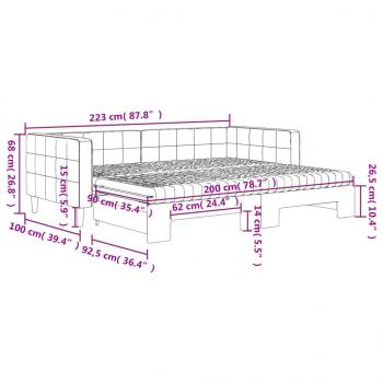 Tagesbett Ausziehbar mit Matratzen Gelb 90x200 cm Samt