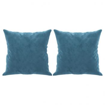 2-Sitzer-Sofa mit Zierkissen Blau 140 cm Samt