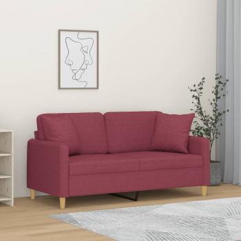 ARDEBO.de - 2-Sitzer-Sofa mit Zierkissen Weinrot 140 cm Stoff