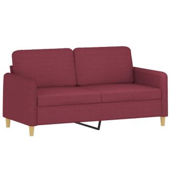 2-Sitzer-Sofa mit Zierkissen Weinrot 140 cm Stoff