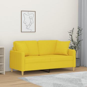 ARDEBO.de - 2-Sitzer-Sofa mit Zierkissen Hellgelb 140 cm Stoff