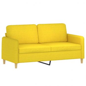 2-Sitzer-Sofa mit Zierkissen Hellgelb 140 cm Stoff