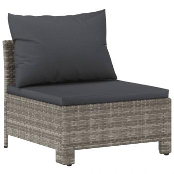 3-tlg. Garten-Lounge-Set mit Kissen Grau Poly Rattan