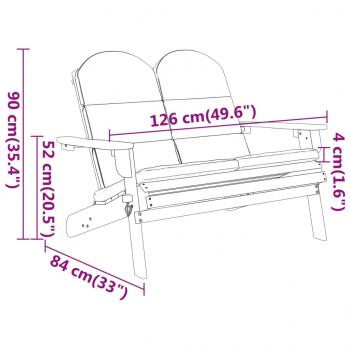 Adirondack-Gartenbank mit Kissen 126 cm Massivholz Akazie