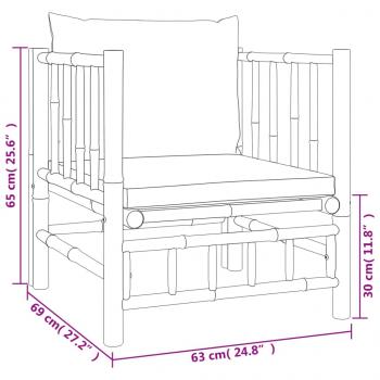 8-tlg. Garten-Lounge-Set mit Cremeweißen Kissen Bambus