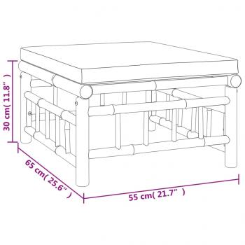 8-tlg. Garten-Lounge-Set mit Cremeweißen Kissen Bambus