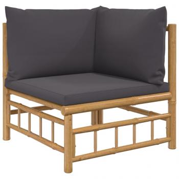 8-tlg. Garten-Lounge-Set mit Dunkelgrauen Kissen Bambus