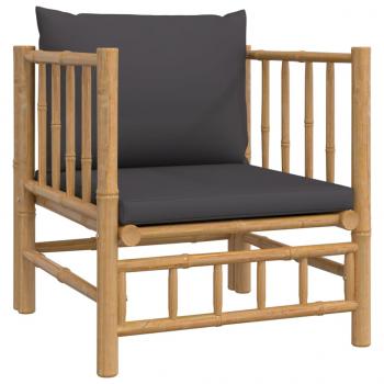 12-tlg. Garten-Lounge-Set mit Dunkelgrauen Kissen Bambus