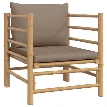 8-tlg. Garten-Lounge-Set mit Kissen Taupe Bambus