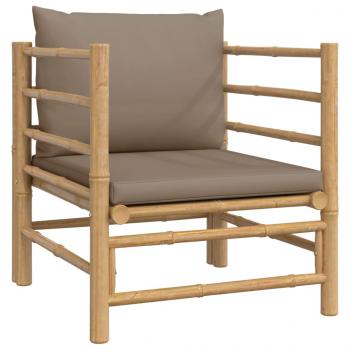 5-tlg. Garten-Lounge-Set mit Kissen Taupe Bambus