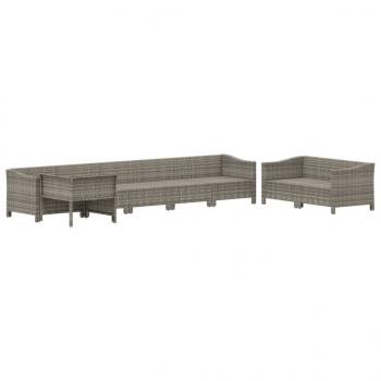 8-tlg. Garten-Lounge-Set mit Kissen Grau Poly Rattan