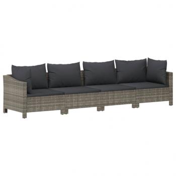 8-tlg. Garten-Lounge-Set mit Kissen Grau Poly Rattan