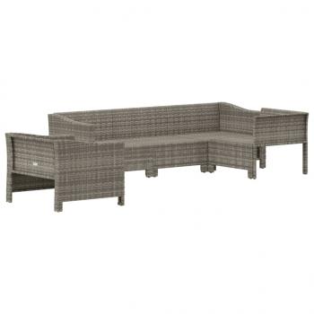 5-tlg. Garten-Lounge-Set mit Kissen Grau Poly Rattan