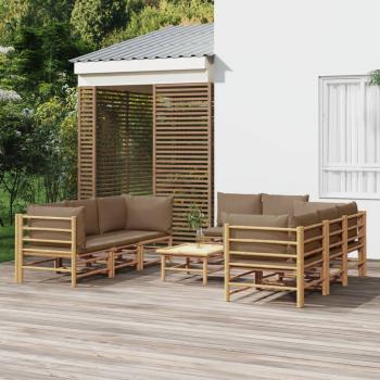 ARDEBO.de - 9-tlg. Garten-Lounge-Set mit Kissen Taupe Bambus