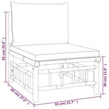 9-tlg. Garten-Lounge-Set mit Dunkelgrauen Kissen Bambus