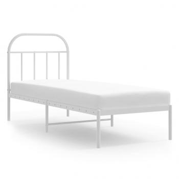 Metallbett ohne Matratze mit Kopfteil Weiß 75x190 cm