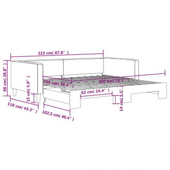 Tagesbett Ausziehbar Dunkelgrau 100x200 cm Stoff