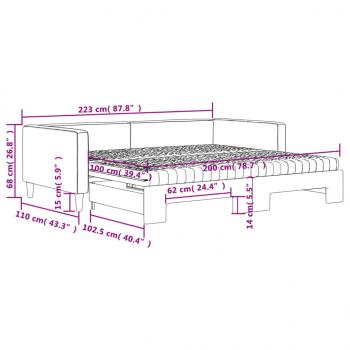 Tagesbett Ausziehbar mit Matratzen Dunkelgrau 100x200 cm Stoff